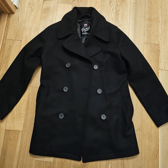 Gloverall Classic Black Wool Peacoat Size 4 Small - Picture 2 of 8